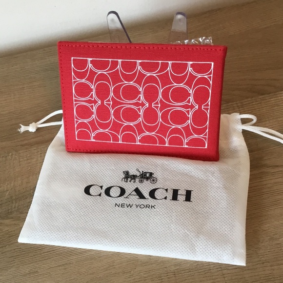 Coach Accessories - Coach Folding Mirror Red and White Signature Monogram With Dustbag NEW